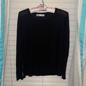 Zara Classic Black THIN CREW NECK